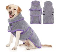 Hjyokuso Albornoz para Perros, Toalla Perros Absorbente Súper, Toalla Perro Secado Rapido para Perros Pequeños, Medianos y Grandes, Ropa para Perros, Abrigo De Secado para Perros - Gris L