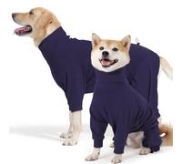 Hjyokuso Jersey para perro, pijama para perro con cuatro patas, suéter elástico cálido con parte inferior abierta y acceso a la correa, para días fríos, azul, talla M