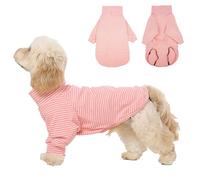 Hjyokuso Suéter de forro polar de cuello alto para perro, suéter de invierno cálido y suave con mangas, ropa ligera y acogedora para clima frío para perros pequeños, medianos y grandes, rosa, talla S