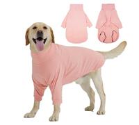 Hjyokuso Suéter de forro polar de cuello alto para perro, suéter de invierno cálido y suave con mangas, ropa ligera y acogedora para clima frío para perros pequeños, medianos y grandes, rosa, XXXL