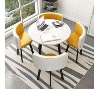 HJYXXSR Juego de 1 mesa y 4 sillas de 5 piezas, juego de sillas redondas para conferencias, barra de desayuno, cocina, comedor para cocina, comedor #28, 80 x 75 cm (ancho x alto)