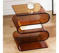 HJYXXSR Mesa Auxiliar de acrílico Moderna; estantería en Forma de S con Espacio de Almacenamiento; mesita de Noche de Varios Niveles; Adecuado para dormitorios, Salones, oficinas. Brown