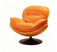 HJYXXSR Moderno sillón Giratorio Individual, sillón reclinable tapizado de Cuero Suave, cómodo sillón para Sala de Estar, Dormitorio, balcón Orange Chassis Orange