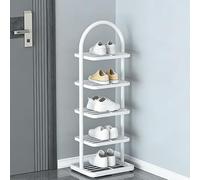 HJYXXSR Zapatero De Entrada, Zapatero De Pie Ultrafino, Estante De Varios Niveles, Torre De Zapatos Estrecha, Adecuado para Entradas, Pasillos Y Salas De Estar White Five Tiers