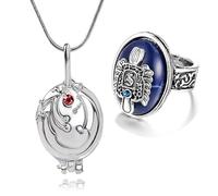 HJYZY 12 piezas de The Vampire Jewelry Elena Gilbert Apertura Verbena Locket Collar Vintage Damon Stefan Salvatore Sun Familia Anillos con pegatinas, Zinc, No es una piedra preciosa