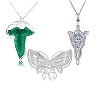 HJYZY 3 broches de mariposa con estrella de noche Arwen, el Señor del anillo, Hobb1t, vintage, hoja verde, elfo, broche con colgante, Zinc, No es una piedra preciosa