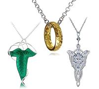HJYZY 3 collares de estrella de noche Arwen vintage con diseño de hoja verde elfo, broche con colgante, Zinc, No es una piedra preciosa