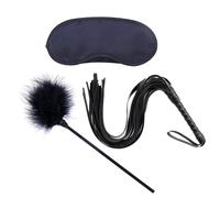 HJYZY 3 piezas de plumas cosquillas y máscara de ojos negro para montar a caballo, cuero sintético, para caballos, disfraz de criada francesa