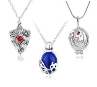 HJYZY 3 piezas Joyas de vampiro Daywalking Zafiro Abierto Verbena Medallón Collar Bennett Bonnie Collar Amuleto Plata Antigua
