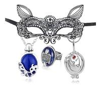 HJYZY 4 collares con medallón de Vampire para caminar por el día zafiro Elena con apertura de verbena Damon Stefan anillo de escudo familiar