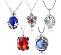 HJYZY 5 collares con medallón de verbena de apertura diurna, Katherine, accesorios de joyería de vampiro, joyería de vampiro, collar con colgante de galaxia y media luna cósmica y bonnie, Zinc, No es