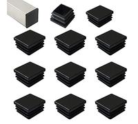 HJYZY 50 mm Tapas Plásticas Cuadradas Negro - Insertos de Tubos Para las Patas de la Mesa Sillas Muebles 16 piezas