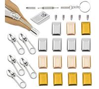 HJYZY 61 piezas Rectángulo Estilo Cremallera Cola Clip Cremallera Tirar Topes Superior Reparación Parte Inferior Accesorios DIY Artesanía Y Dientes Largos Cremalleras con Destornillador