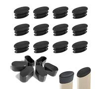 HJYZY Almohadillas ovaladas de Silicona para Muebles de 15 mm x 30 mm, Tapas ovaladas para Patas de Silla, Tapa de tapón de Tubo Negro para Silla, Escritorio, Protector de Tubo, 50 Unidades