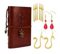 HJYZY Anime OP Jewelry Accessory Boa Hancock Snake Earrings Zoro Ear Studs Set Leather Bound Pirate Journal Writing Notebook with Stickers 14 Pcs, Metal, Sin piedra preciosa