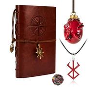 HJYZY Berser.k Juego de collar de cuero para periódicos, cuadernos, accesorios de cosplay Behelit con pegatinas de 13 piezas, Metal sin gema, Metal, No es una piedra preciosa