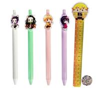 HJYZY Bolígrafo de gel Demon Slayer con diseño de animales de dibujos animados, regla de plástico, regla recta, calcomanías para fanáticos, regalos, 30 unidades