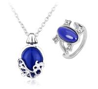 HJYZY Joyas de vampiro Collar Daywalk Zafiro Medallón Elenan Verbain Colgante Collar Zafiro Cristal Anillo Daylight con pegatina 13 piezas
