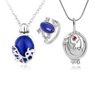 HJYZY Joyas de vampiro Collar Daywalk Zafiro Medallón Elenan Verbain Colgante Collar Zafiro Cristal Anillo Daylight con pegatina 13 piezas