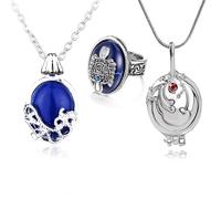 HJYZY Joyas de vampiro con pegatina Collares con colgante de cristal de zafiro Daywalking Collar con medallón Elena Opening Vervain Collar con anillo Daylight Walking Signet Damon's Ring 13 piezas
