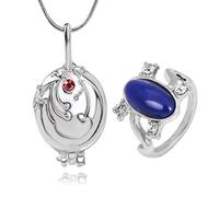 HJYZY Juego de 12 collares con colgante de verbena de Elena Gilbert de The Vampire Jewelry, con cristales de zafiro, anillo de luz diurna, juego de joyas para cosplay para fanáticos con calcomanías