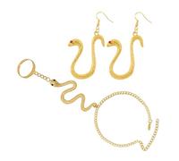 HJYZY Juego de joyas de serpiente para mujer, cadena y anillo de dedo, pulsera, aretes góticos vintage de serpiente, 2 piezas, 1, Metal, No es una piedra preciosa