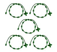 HJYZY Pulsera Decenario de 10 uds con cruz tejida ajustable Rosario Pulsera Cruz - Adecuados para hombres y mujeres