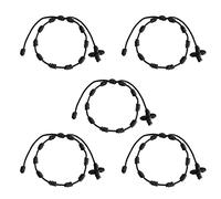 HJYZY Pulsera Decenario de 10 uds con cruz tejida ajustable Rosario Pulsera Cruz - Adecuados para hombres y mujeres