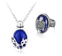 HJYZY The Vampire Daylight Walking Signet Damon's Ring Set Daywalking Katherine - Collar con colgante de cristal de zafiro con calcomanías, 12 piezas, Zinc, No es una piedra preciosa