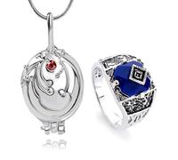 HJYZY The Vampire Jewelry Elena Gilbert - Collar con colgante de verbena de apertura de verbena con sello de luz diurna, anillo de carolinm, juego de joyas para cosplay para fanáticos con calcomanías