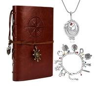 HJYZY The Vampire - Juego de joyas para mujer, vintage, de cuero, diario, cuaderno Elena, pulsera Katherine, collar de la familia Stefan, 3 piezas, 1, Metal, No es una piedra preciosa