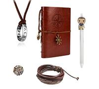 HJYZY Uncharted 4 diarios de escritura de cuero con bolígrafo de notas marrón vintage recargable diario Drake collar retráctil pulsera de cuero con calcomanías 29 piezas