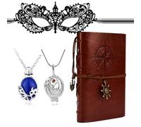 HJYZY Vampiro Cosplay Traje Joyas Accesorios Máscara de mascarada para mujeres Elena Diario Cuaderno Stefan Escudo familiar Collar 4 piezas