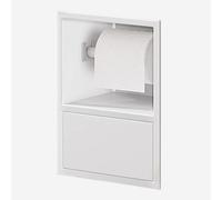 HJZALMI Portarrollos De Papel Higiénico Empotrado, Nicho De Acero Inoxidable 304 para Inodoro, Nicho para Papelera Integrado, Organizador De Artículos De Tocador(Blanco,170x230x120mm)