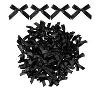 HJZHII 100 lazos pequeños, mini lazos negros de tela de satén, lazo pequeño para regalo, lazo de cinta prefabricado para envolver bolsas de golosinas, pasteles, caramelos, recuerdos de boda, despedida