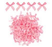HJZHII 100 lazos pequeños, mini lazos rosas de tela de satén, lazo pequeño para regalo, lazo de cinta prefabricado para envolver regalos, bolsas de dulces, dulces, recuerdos de boda, despedida de