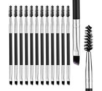 HJZHII 12 piezas de cepillo de cejas de dos cabezas, cepillo de cejas, cepillo de pestañas, cepillo de pestañas, peine de pestañas, cepillo de pestañas, cepillo de cejas en ángulo