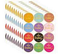 HJZHII 120 pegatinas de feliz cumpleaños, 2 pulgadas, redondas, láminas doradas, pegatinas de cumpleaños, pegatinas para sobres autoadhesivos, para bolsas de regalo, tarjetas de cumpleaños