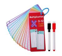 HJZHII 15 tarjetas de multiplicación del 0 al 12 con 2 marcadores de borrado en seco, 1 anillo, tarjetas flash de tabla de tiempos, tarjetas de matemáticas, tarjetas flash de tabla de tiempos,
