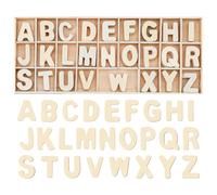 HJZHII 156 letras de madera con bandeja de rejilla, 6 para cada letra de 3/4 a 1 pulgada, letras del alfabeto de madera sin terminar, letras mayúsculas de madera, decoración para manualidades,