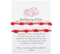 HJZHII 2 pulseras de la cábala roja, pulsera de la suerte, amuleto protector, pulsera de cuerda roja, pulseras de la amistad hechas a mano, ajustables, 7 nudos, amuleto protector regalo para la