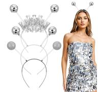 HJZHII 3 diademas de Alien para carnaval, bola de discoteca, con purpurina, para mujer, con bolas de discoteca, cinta para el pelo, cinta para el pelo, cinta para la cabeza, para accesorios de