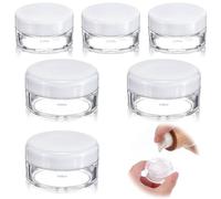 HJZHII 6 recipientes pequeños de viaje para cremas, 3 tarros de cosméticos de tamaño de viaje de 5 g con 3 tarros de muestra de maquillaje a prueba de fugas de 10 g con tapas, macetas transparentes