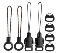 HJZHII 8 hebillas de liberación rápida para correa de cámara DSLR, adaptador de bucles triangulares con tapa de ABS mini conector de anillo dividido para cámaras sin espejo, cinturón con ojales, Negro