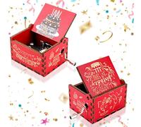 HJZHII Mini Caja de música de Madera, Caja Musical Vintage con manivela grabada, Caja de música Hecha a Mano, Regalo para Acción de Gracias, Boda, Aniversario, Hombres y Mujeres (Happy Birthday)