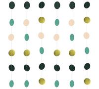 HJZHII Serpentinas verde salvia de 40 pies, decoraciones de fiesta verde y dorado, decoración de graduación pastel, guirnalda de fiesta de recién casados, guirnaldas de lunares colgantes, círculos de