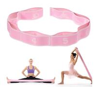 HJZHII Yoga Stretching Band mit 8 Schleifen,Yoga Stretching Strap,Fitnessbänder Band Fitness Stretchband mit Schlaufen Stretch Gurt Hochelastische Gymnastiband Upgrade Erweitern Spannband Pink White