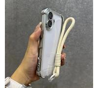 HJZSZX Funda con Correa para muñeca Transparente para iPhone 11, con Cuatro Esquinas anticaídas y airbag (Plateada)