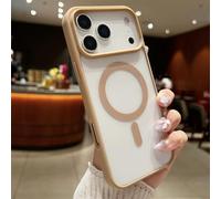 HJZSZX Funda magnética Moderna para iPhone 16 Plus con Carga inalámbrica y protección contra Golpes (para iPhone 16 Plus/Dorado Desierto)