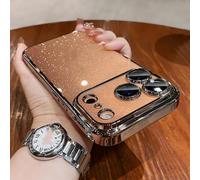 HJZSZX Funda Protectora de Silicona Suave Transparente con Purpurina, a Prueba de Golpes, para iPhone 15 Plus (para iPhone 15 Plus/Dorado).